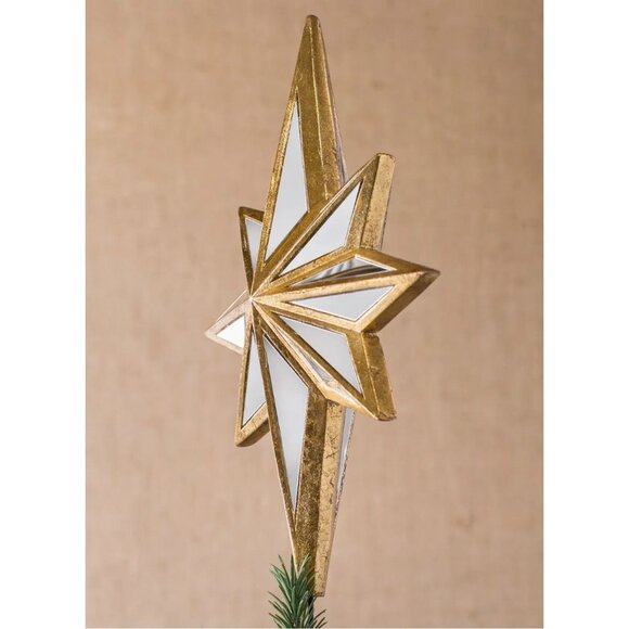 Mirrored Star Christmas Tree Topper Antique Gold Balsam Hill - Picture 3 of 11